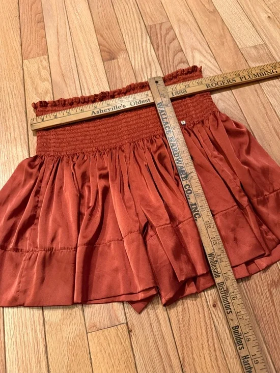 NATURAL LIFE Rust Orange Smocked Shorts with Stretch Waist - Picture 5 of 7